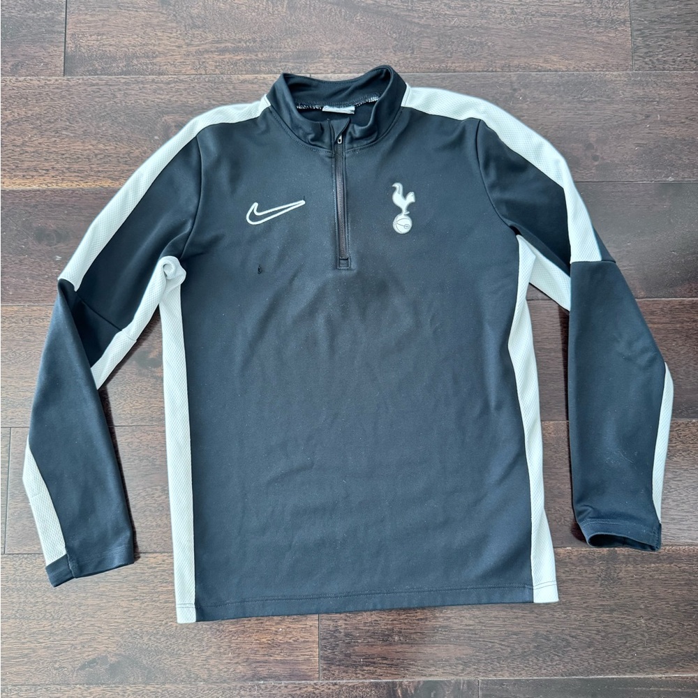 Nike Tottenham Black and White Half-Zip Youth Sports Pullover
